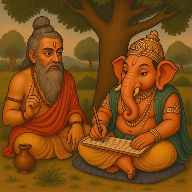 Ganesha writing Mahabharata,