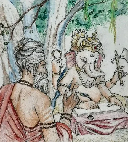 Ganesha writing Mahabharata,