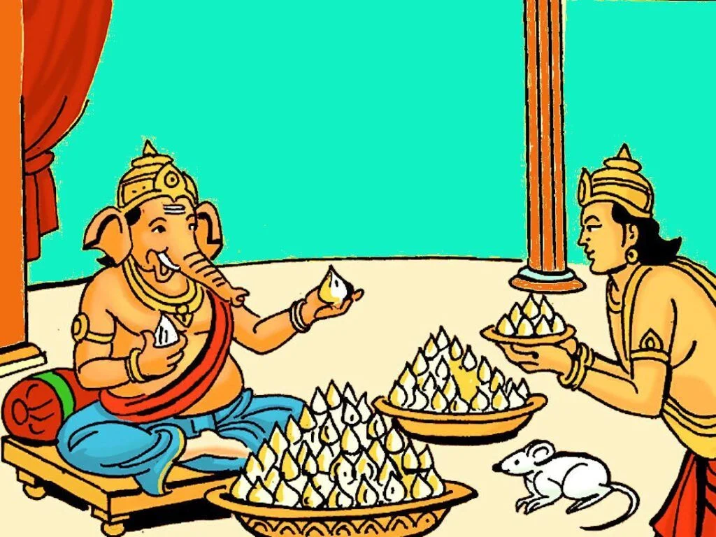 Ganesha eating feast,