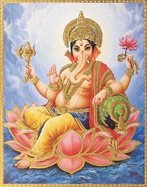 Ganesha holding lotus,
