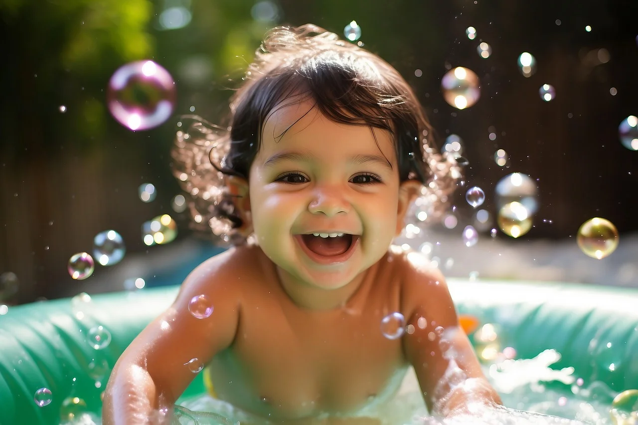 joyful baby, happy